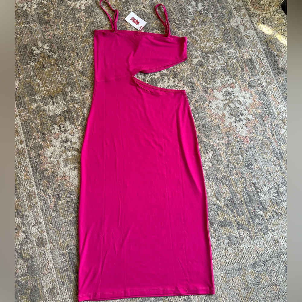 Solid & Striped Cameron Dress Hibiscus Pink Cut Out Midi Dress Medium New w Tags - Picture 9 of 10